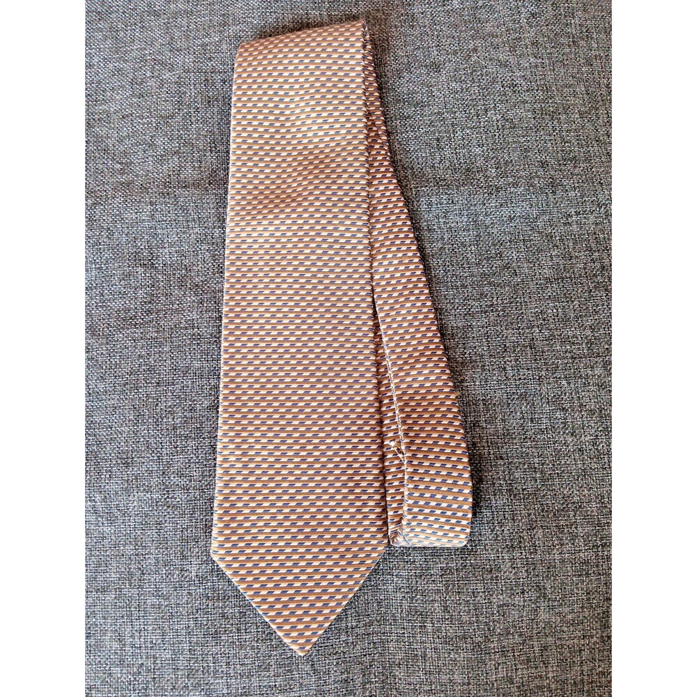 Tie 70s 80s 90s Y2K Mens Fuchiano Visconti Silk Brown Gray Ivory 4 Wide 58 Long